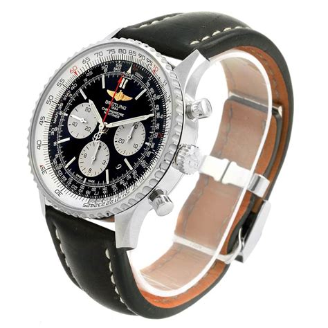 breitling navitimer black leather strap